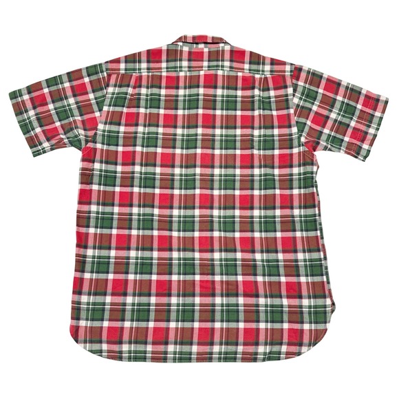Vintage Abercrombie Shirt Medium Red Green Plaid Short Sleeve Holiday Christmas - Picture 3 of 9
